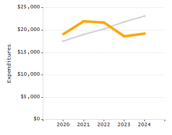 Percentage of school-aged residents enrolled in public school chart