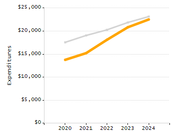 Percentage of school-aged residents enrolled in public school chart