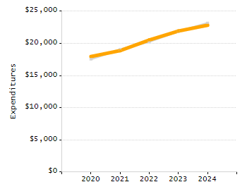 Percentage of school-aged residents enrolled in public school chart
