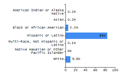 Bar chart showing selected student populations. Students with Disabilities: 16.8%, Low Income: 33.1%, First Language Not English: 14.2%, English Learners: 3.7%, High Needs: 44.8%.