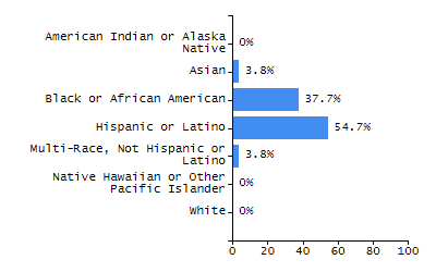 Bar chart showing student race and ethnicity percentages. White: 74.6%, Native Hawaiian or Other Pacific Islander: 0.4%, Multi-Race, Not Hispanic or Latino: 1.3%, Hispanic or Latino: 4.1%, Black or African American: 2%, Asian: 17.4%, American Indian or Alaska Native: 0.2%.