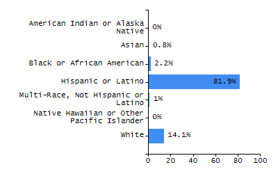 Bar chart showing student race and ethnicity percentages. White: 52%, Native Hawaiian or Other Pacific Islander: 0%, Multi-Race, Not Hispanic or Latino: 13.2%, Hispanic or Latino: 12%, Black or African American: 5%, Asian: 17.8%, American Indian or Alaska Native: 0%.