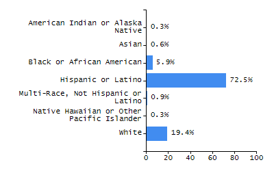 Bar chart showing student race and ethnicity percentages. White: 84%, Native Hawaiian or Other Pacific Islander: 0%, Multi-Race, Not Hispanic or Latino: 1.9%, Hispanic or Latino: 9.3%, Black or African American: 1.5%, Asian: 3.1%, American Indian or Alaska Native: 0.1%.