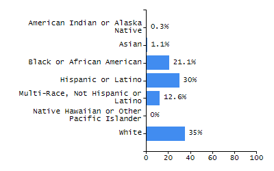 Bar chart showing selected student populations. Students with Disabilities: 22.6%, Low Income: 37.2%, First Language Not English: 9.9%, English Learners: 4.8%, High Needs: 51%.