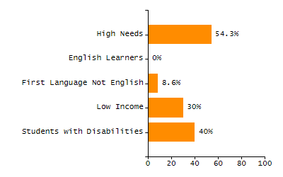 Bar chart showing student race and ethnicity percentages. White: 79.5%, Native Hawaiian or Other Pacific Islander: 0.1%, Multi-Race, Not Hispanic or Latino: 2.6%, Hispanic or Latino: 8.5%, Black or African American: 5.2%, Asian: 3.9%, American Indian or Alaska Native: 0.1%.
