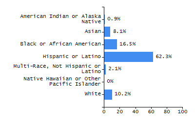 Bar chart showing selected student populations. Students with Disabilities: 18.6%, Low Income: 27.5%, First Language Not English: 10.9%, English Learners: 3.3%, High Needs: 40.9%.